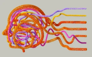 Abstract visualization of neural pathways in the brain processing pain signals