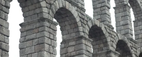Ruins of a Roman aqueduct, part of the vast water infrastructure that carried lead-contaminated water across the empire