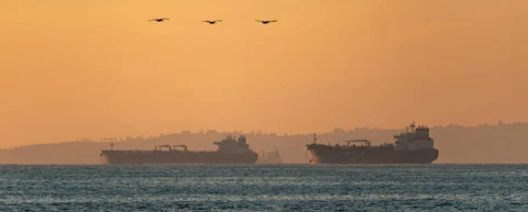 Oil tankers stranded near the Strait of Hormuz amid the 2026 Iran conflict