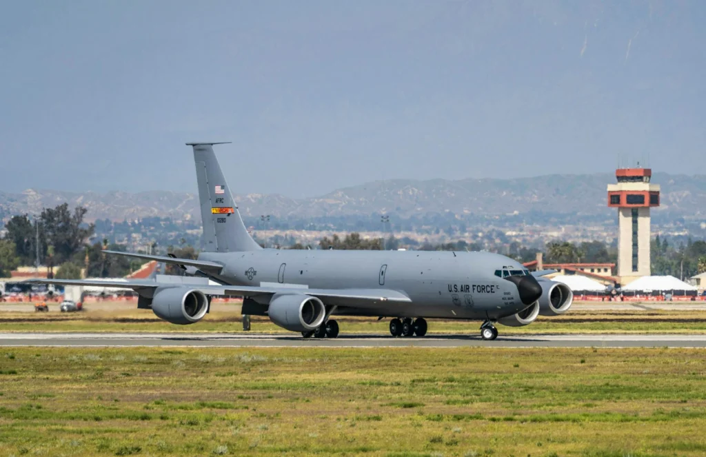 Aerial view of a military base in the Middle East illustrating US military encirclement strategy