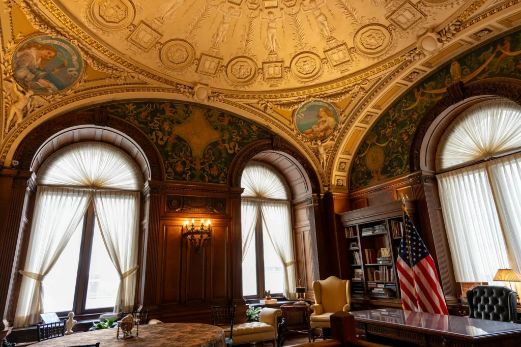 Empty federal government office desks symbolizing the federal workforce purge under DOGE