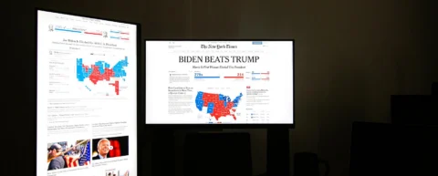 Digital surveillance concept showing news website trackers monitoring user behavior