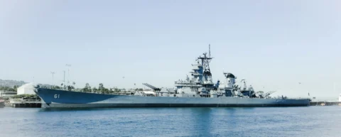Iranian frigate IRIS Dena before being sunk by US submarine torpedo in Indian Ocean waters