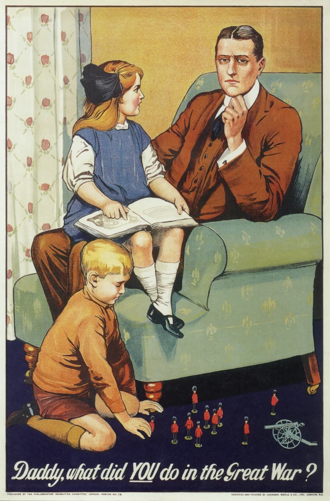 Historical government propaganda poster illustrating wartime mass persuasion techniques