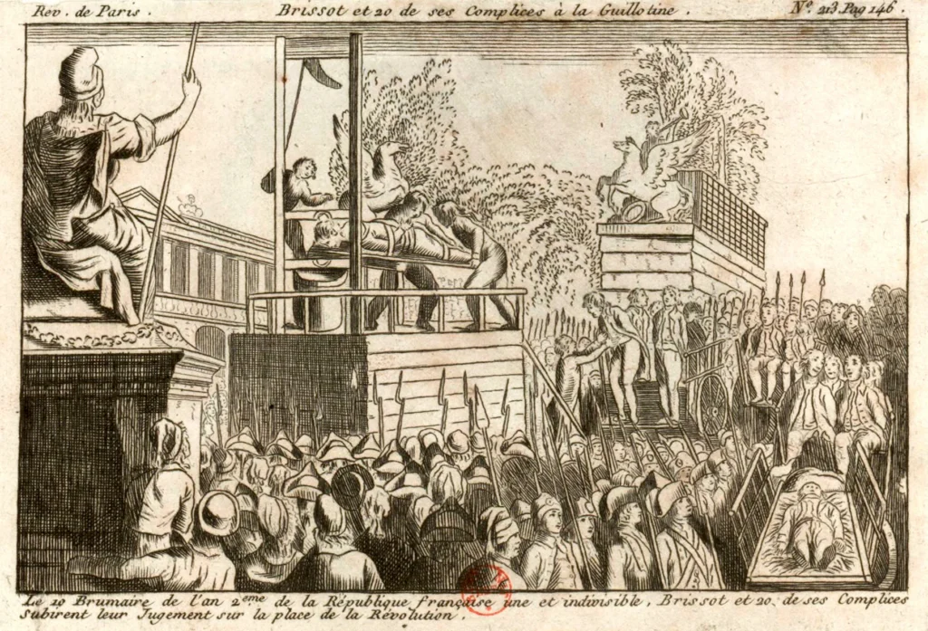 Illustration depicting guillotine history during the French Revolution