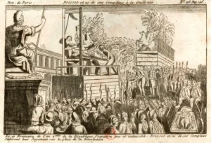 Illustration depicting guillotine history during the French Revolution