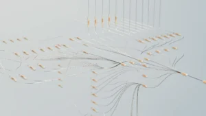 Neural network visualization representing Qwen 3.6 27B AI model architecture