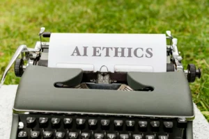 Abstract visualization of algorithmic ethics delegation and code-based decision systems