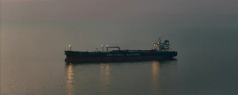 Oil tanker at sea illustrating shadow fleet sanctions evasion operations