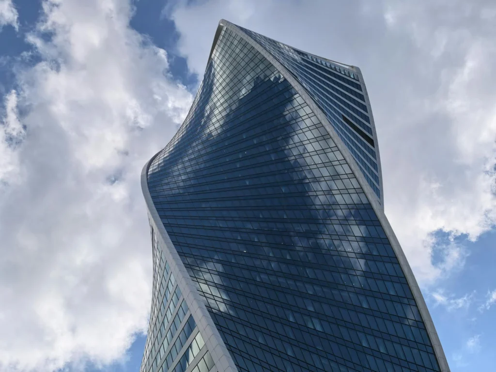 Modern skyscraper demonstrating building resonance physics through controlled sway