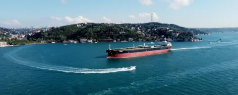 Oil tanker navigating narrow strait as Hormuz blockade Chinese ships face uncertain passage
