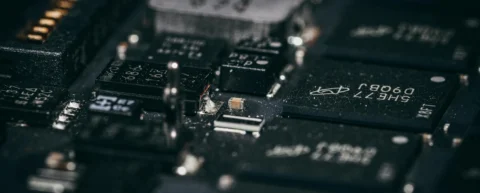 Semiconductor chips on a circuit board illustrating chip export loopholes