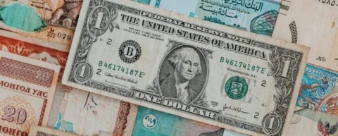Oil barrels and US dollar bills representing the petrodollar system