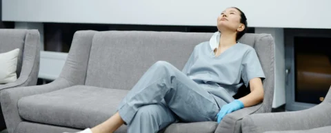 Healthcare worker experiencing circadian rhythm disruption during night shift