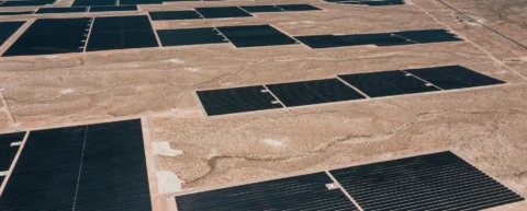Fossil fuel exporters diversifying into solar energy in desert landscape