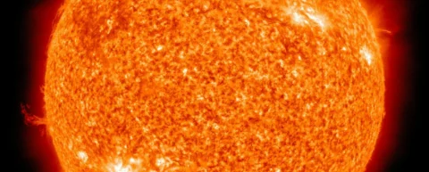 Glowing plasma inside experimental nuclear fusion physics reactor