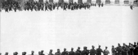 Armenian deportees during the 1915 genocide, a subject central to armenian genocide denial debates
