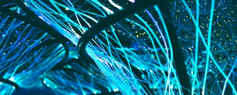Illustration of brain language processing with glowing neural networks