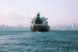 Container ships transiting the Strait of Malacca maritime chokepoint