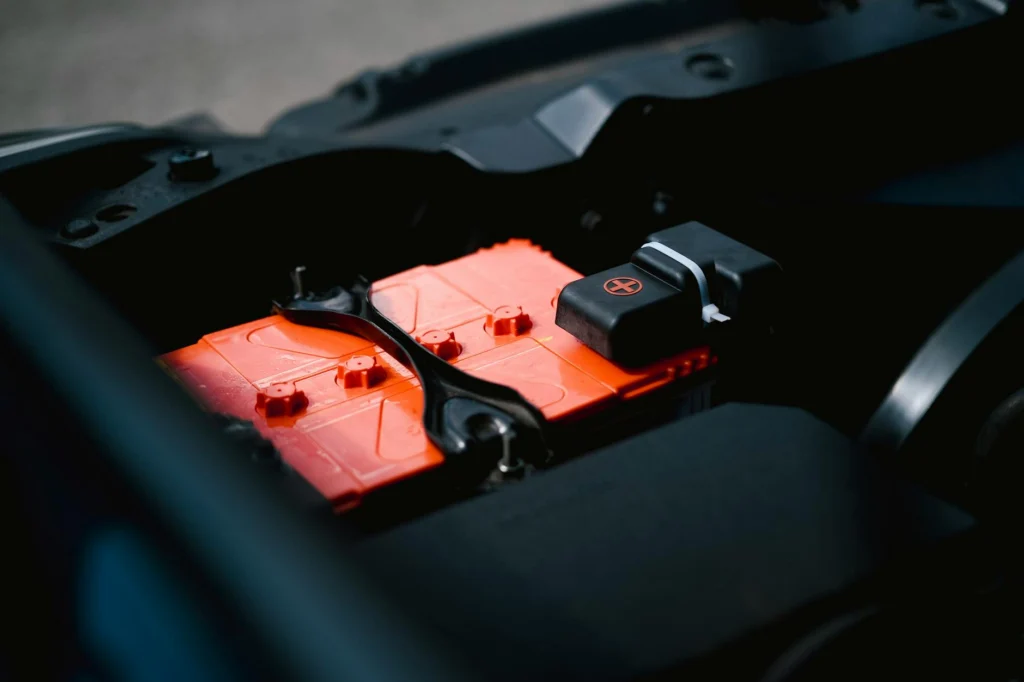 Close-up of EV battery energy density cells in a modern electric vehicle pack