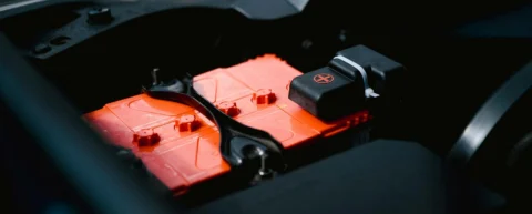 Close-up of EV battery energy density cells in a modern electric vehicle pack