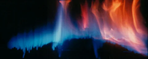 Close-up of flame illustrating combustion chemistry in action