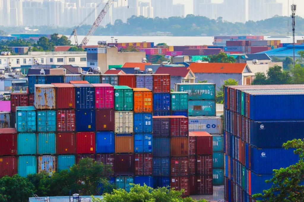 Shipping containers illustrating supply chain decoupling challenges