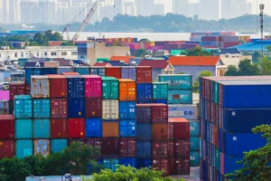 Shipping containers illustrating supply chain decoupling challenges