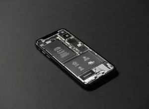 Cross-section illustration of lithium battery electrochemistry showing cathode anode and electrolyte layers