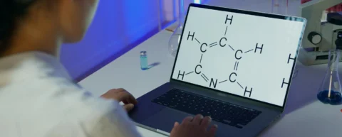 Complex molecular structure illustrating assembly theory and biological complexity
