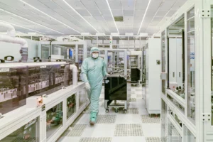 Advanced semiconductor manufacturing facility representing the EUV lithography monopoly that controls global chip production