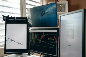 Trading screens displaying flash crash fragility in financial markets