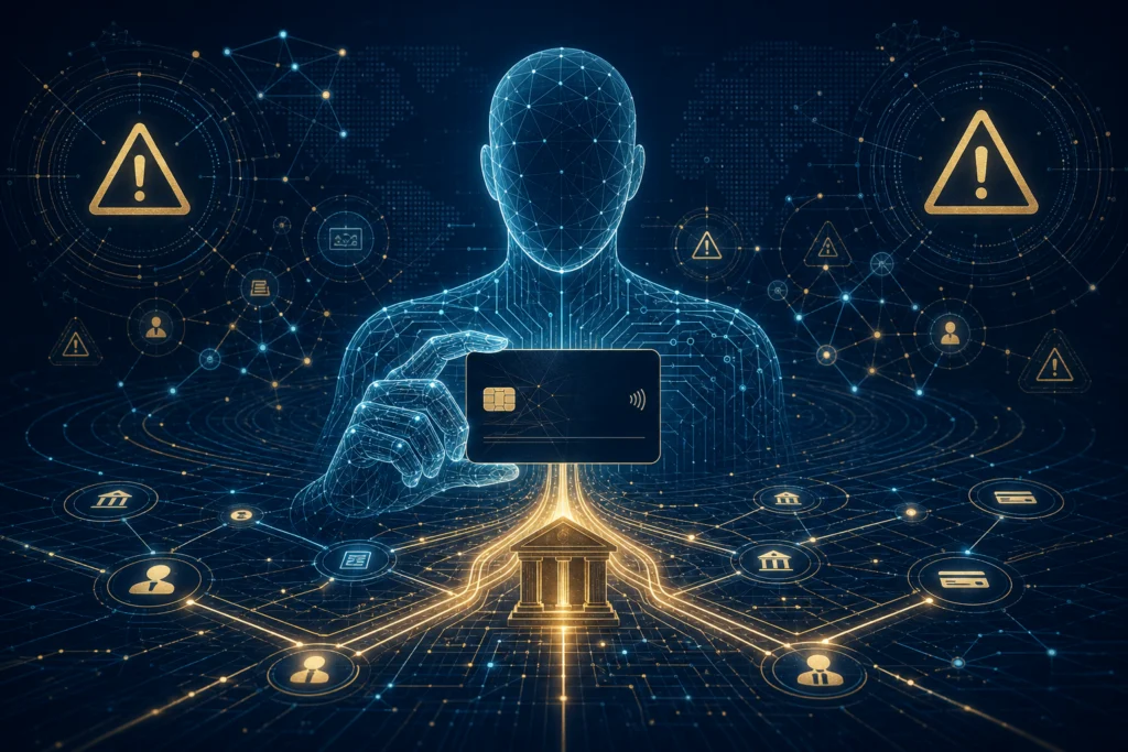 Redaktionelle Illustration zum Agentic-KI-Risiko im digitalen Zahlungsverkehr